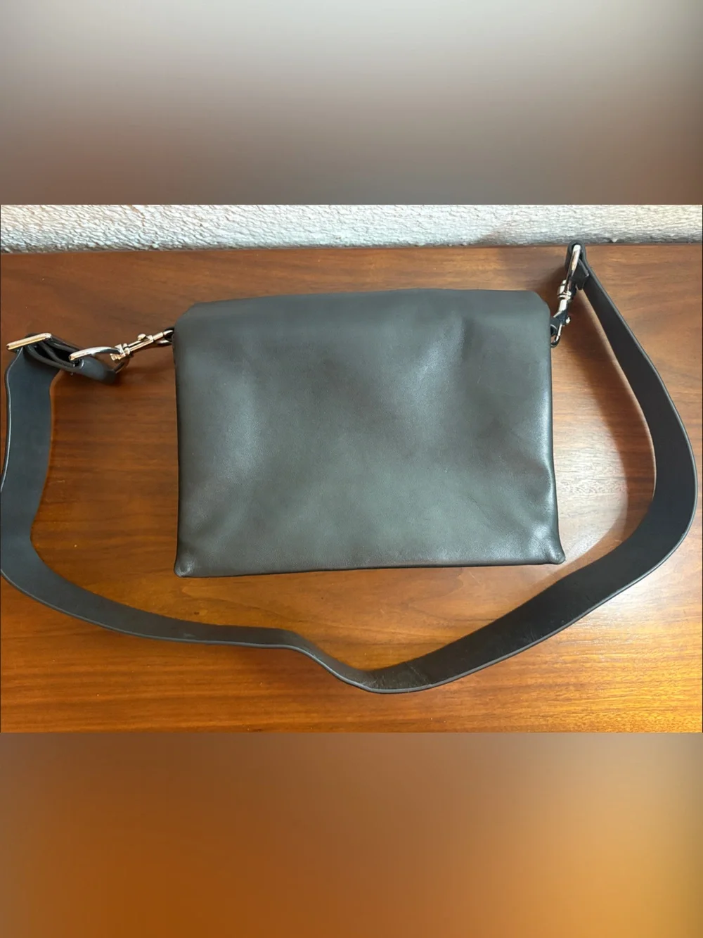 & Other Stories Suede Triple Compartment Crossbody Bag - Black Leather
